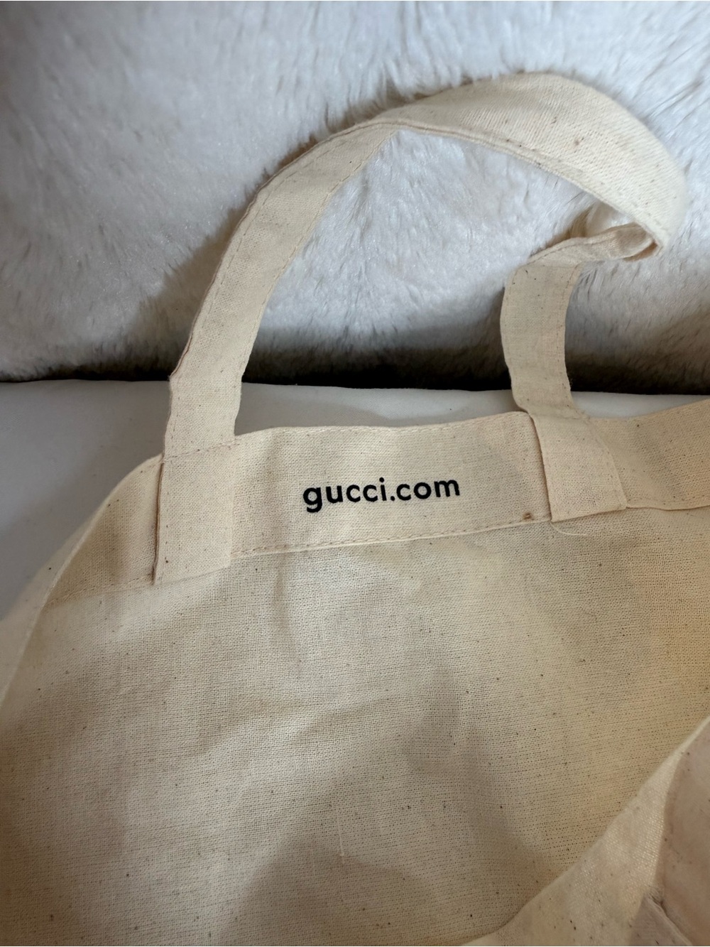 Gucci Reusable Canvas Tote Shopping Shoulder Bag Cotton with ribbon included - Picture 2 of 7